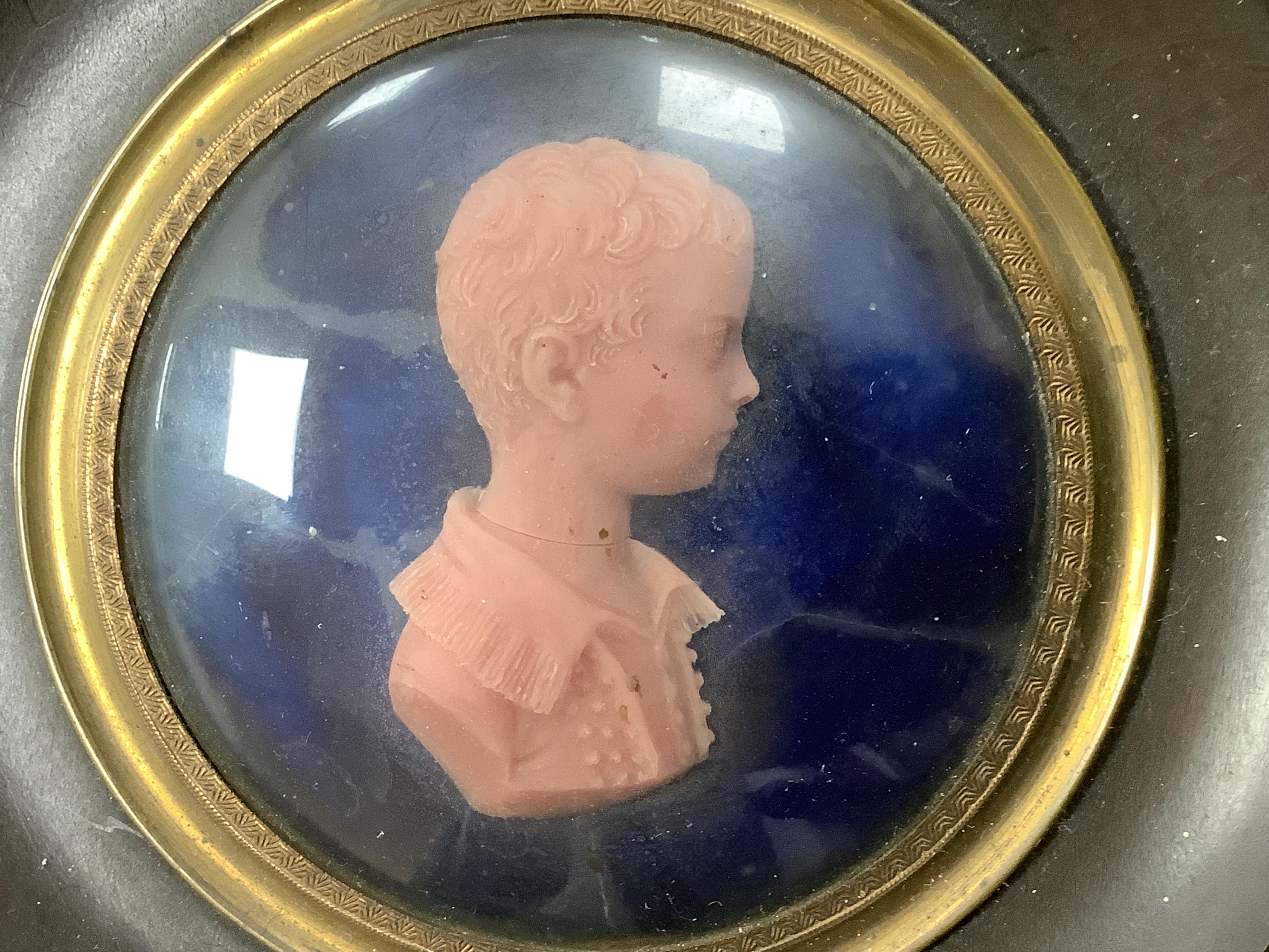 Francesco Pozzi (1779-1844), pair of tondo wax portraits of Henry and Louisa Drummond, framed, overall 13.5cm high